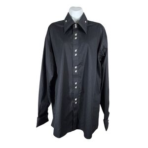 AXXESS PIN STRIPE BUTTON DOWN SHIRT WITH CUFF LINKS